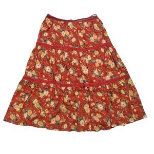 Ralph Lauren Floral Midi Skirt Boho Festival Coachella Hippie 80s Y2K Size XS